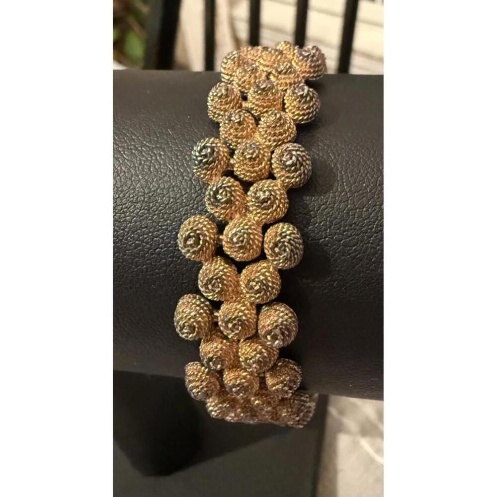 Vintage Textured Gold Tone Multiple Ball Bracelet 7.5” Made In Korea